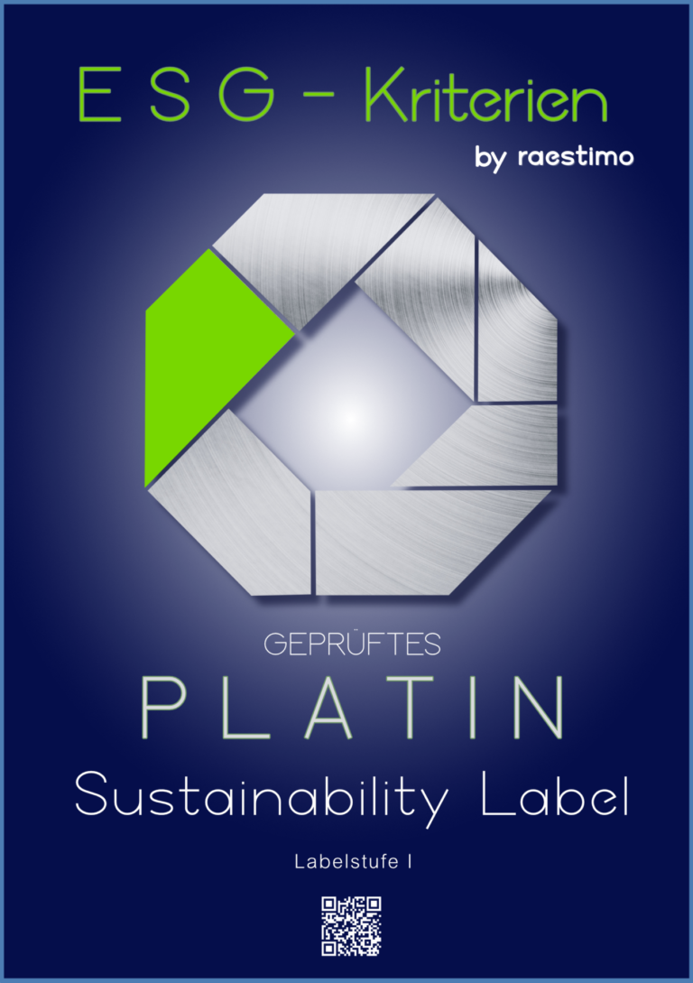 raestimo PLATIN Sustainability Label – Labelstufe I